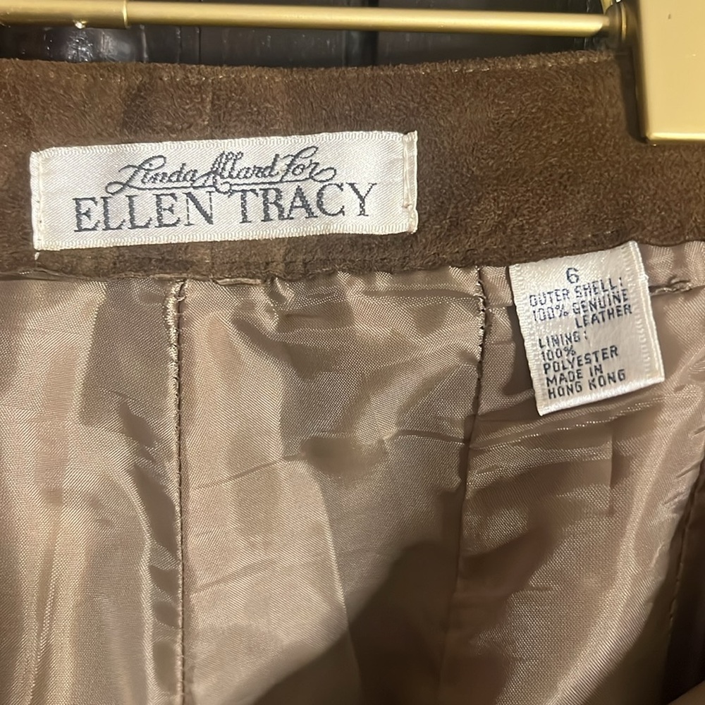 Linda Allard Ellen Tracy Vintage 80s-90s Lambskin Suede Leather High Waist Pant - Picture 7 of 14
